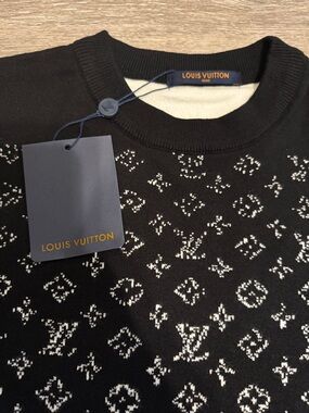 Louis Vuitton Black and White Monogram Crewneck Sweater